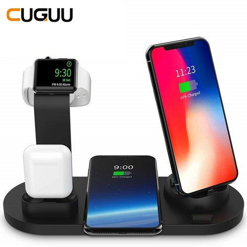 10W Qi Wireless Charger Dock Station 4 in 1 For Iphone Airpods Micro USB Type C Stand Fast Charging 3.0 For Apple Watch Charger